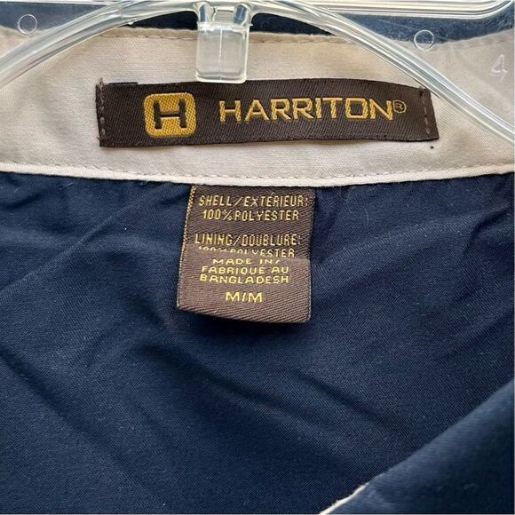 Harriton Windbreaker Men's Size M Blue Collared Raglan Long Sleeve Jacket - Picture 9 of 10